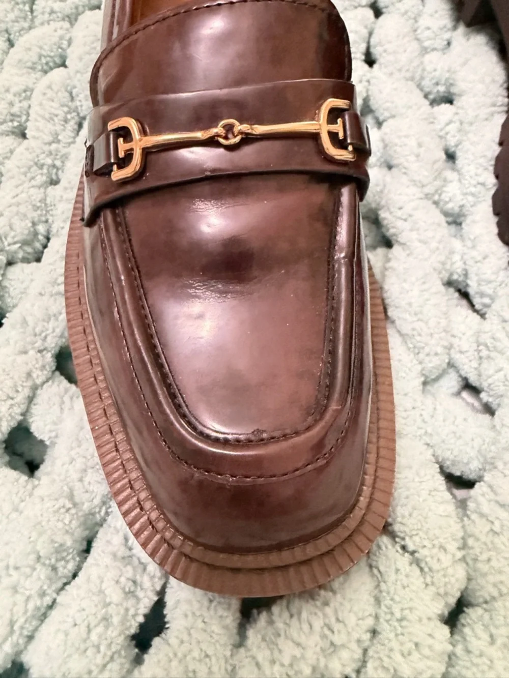 Sam Edelman Brown Patent Leather Lug Sole Loafers - Picture 8 of 17